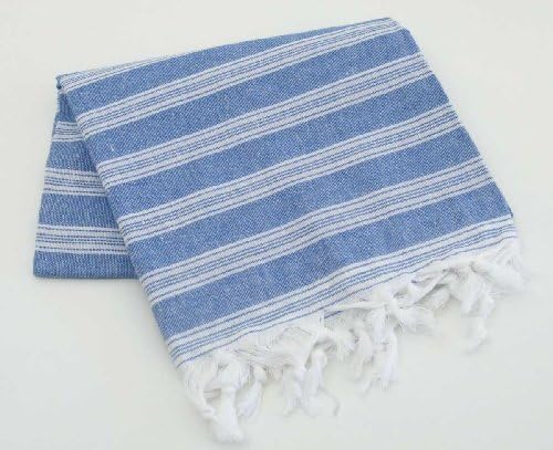 Turkish Cotton Bath and Beach Peshtemal Towel - Soft and Light - Blue - Spa Sauna Hamam Yoga