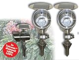 2 Stainless Steel Solar Spotlights BUY ONE GET ONE FREE