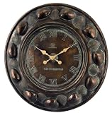 Coastal Decor Outdoor Wall Clocks with Seashells in Bronze Finish by Hen Feathers