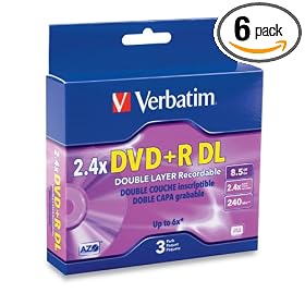 Verbatim 3 Pack 8.5GB DVD+R Double Layer DVDs with Jewel Case (95014)