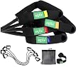 4pc Black-colored Resistance Band Set, Light, Medium, Heavy, & Super Heavy with Deluxe Door Anchor and Mesh Travel Bag