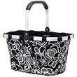 Carry Bag - Reisenthel Germany Collapsible Bag or Market Basket FleurBlack