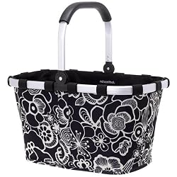 Carry Bag - Reisenthel Germany Collapsible Bag or Market Basket FleurBlack