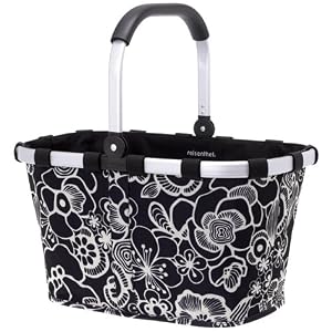 Carry Bag - Reisenthel Germany Collapsible Bag or Market Basket FleurBlack