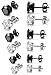 Jstyle Stainless Steel Womens Mens Cubic Zirconia Stud Earrings Pierced 6 Pairs