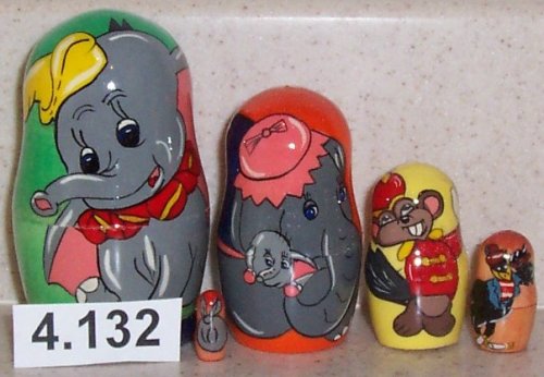 Childrens Toyshop  Toys : Dumbo Russian Nesting Nested Stacking Doll. 5 Pieces / 4 in Tall #4.132
