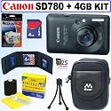 Canon PowerShot SD780IS 12.1 MP Digital Camera (Black) + 4GB Accessory Kit
