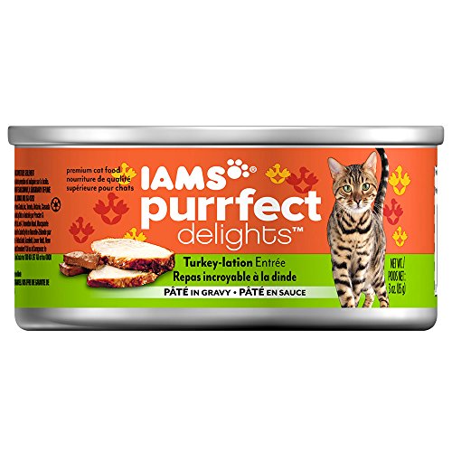 IAMS PURRFECT DELIGHTS Pate Adult Wet Cat Food, Turkey, 3 oz. (Pack of 24)