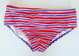 Mens Red/White/Blue Stripe Bikini Brief with Adjustable Elastic Drawstring Waist. Front Lined. Black, Red/White/Blue Stripe. Sizes S(28-30) - XL(40-42)