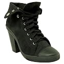 New Womens Military Heel Suede Style Lace Up Ankle Boots Sz 3-8