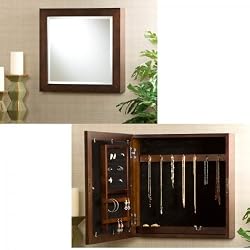 Southern Enterprises JS7970 Espresso Square Wall Mount Jewelry Armoire