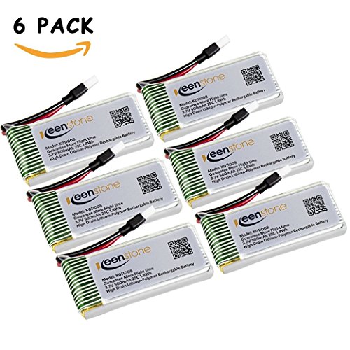 6Pcs of Keenstone 3.7V 500mAh 25C LiPO Battery for Hubsan X4