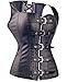 SEXYFROM Spiral Steel Boned PU Faux Leather Steampunk Waist Trainer Corset Bustier