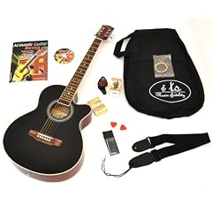 4/4 Elektro Akustik Gitarre Westerngitarre Schwarz Braun mit Pickup Tonabnehmer mit Tasch und Zubeh�r + LCD Stimmger�t und Anf�nger Buch mit CD