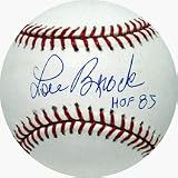 Lou Brock Autographed MLB Baseball with HOF Inscription