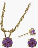 14 Karat Yellow Gold Genuine Amethyst Solitaire Set