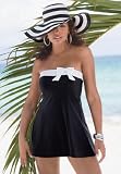 Roamans Plus Size Swimdress with White Side Bow
