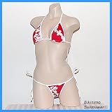 SEXY BRAZILIAN THONG BIKINI (Red Hilfiger Floral) A/B Cup