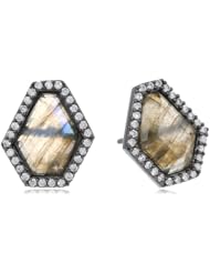 Marcia Moran "Russet" Cubic-Zirconia Surrounding Stone Gunmetal Geometric Shaped Stud Earrings