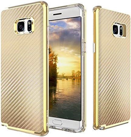 Galaxy Note 7 Case, Slim fit Sinabro Premium [Carbon Hybrid Bumper] Cover [Dual protection Series] for Samsung Galaxy Note 7 (2016) (Gold &amp; Gold)