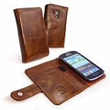 Tuff-Luv Vintage Etui style Portefeuille pour Samsung Galaxy S3 Mini (Inclu filme de protection) - Marron