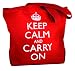 Keep Calm and Carry On Tote Bag Red