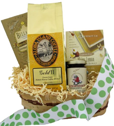All Occasion Kona Coffee, Tea & Cocoa Gift Basket, 