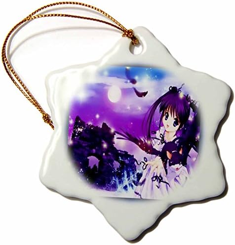Susan Brown Designs Crystal Dream Anime Snowflake Porcelain Ornament, 3-Inch