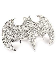 Batman logo crystal stone sparkling two fingers cocktail ring