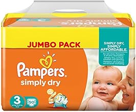 Pampers Windeln Simply Dry Gr. 3 Midi 4-9 kg Jumbo Pack, 2er Pack (2 x 90 St&uuml;ck)