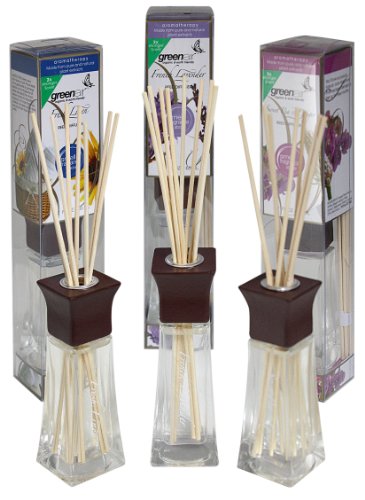 Greenair All Natural Earth Friendly Reed Diffuser Set of 3, Sweet Pea & Ginger, Vanilla Passion, and Fresh Linen, 2.2-Ounce Containers