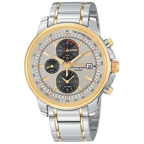 Seiko Chronograph Two Tone Bracelet Mens Watch SNAA62