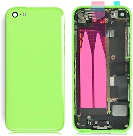 Preassembled Mid Middle Frame Bezel Complete Back Cover Full Metal Housing Assembly Battery Door Rear Case Replacement Spare Parts for Iphone 5c (Green)