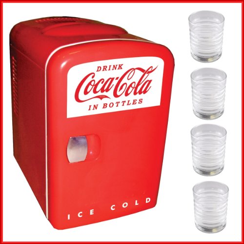 Koolatron KWC 4 Coca Cola Personal 6 Can Mini Fridge with 7 ounce