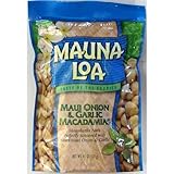 Mauna Loa Maui Onion and Garlic Hawaiian Macadamia Nuts 2-bag Purchase (2 Resealable 11 oz. Bags)