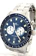Adee Kaye Mens Stainless Steel Speedfire Chronograph Blue / Silver Dial