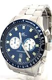Adee Kaye Mens Stainless Steel Speedfire Chronograph Blue / Silver Dial
