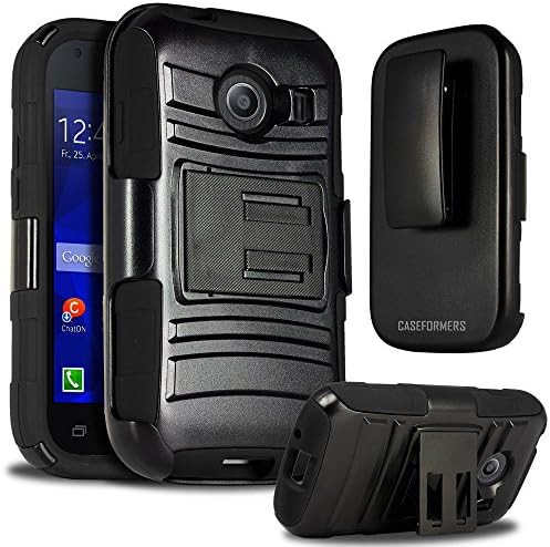 CASEFORMERS Duo Armor BLACK for Samsung Galaxy Ace Style Combo Case with Stand and Holster