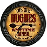 Hughes 's Family Diner Black Cascading Pub Style Wall Clock
