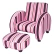 Maya Striped Modern Chair with Matching Ottoman