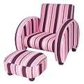 Maya Striped Modern Chair with Matching Ottoman