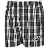 NCAA Philadelphia Eagles Black-White Plaid Historic Embroidered Boxer Shorts (X-Large)