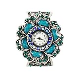 Shihao Gorgeous Flower Women Bracelet Watch in Graytone Plate Stunning Blue Crystal Beads Floral Design II
