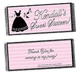 Sweet 16 Party Dress Personalized Candy Bar Wrappers - Qty 12