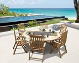 5pc Cardigan Outdoor Teak 71" Round Dining Table Set By Azzurro Living