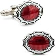 Red Framed Oval Cufflinks Cuff Links