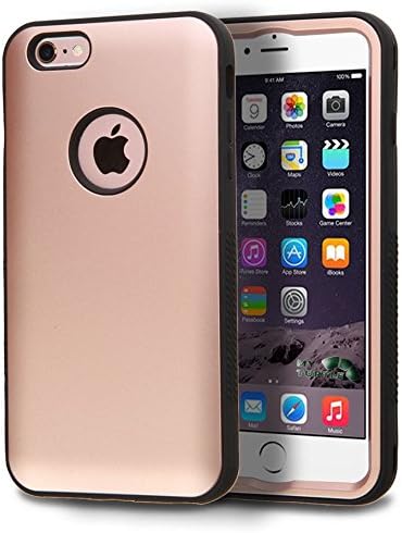 iPhone 6S Plus Case, iPhone 6 Plus Case by MyTurtleTM Hard Plastic Hybrid 3 Layer Protective Full Cover Slim Case Includes Stylus Pen and Screen Protector (Rose Gold / Black VERGE)