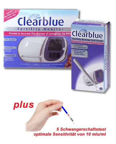 Clearblue Fertilitätsmonitor plus 20 Teststäbchen und 5 Schwangerschaftstests im Set