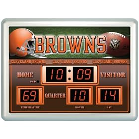 Cleveland Browns 14 x 19 LED Scoreboard Clock and Thermometer