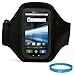 Black Durable Neoprene Exercise Sports Active Workout Armband with Adjustable Velcro Strap for AT&T New Motorola Atrix 4G Dual Core Android Smart Phone MB860 (Olympus/Atrix 4G) + SumacLife TM Wisdom Courage Wristband